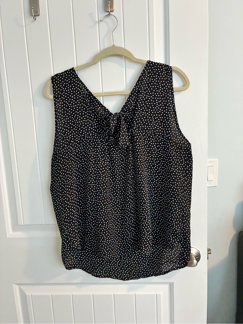LOFT Black and White Polka Dot Sleeveless Blouse